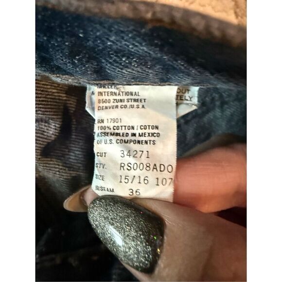 Vintage Rockies Womens High Rise Straight Leg Western Denim Jeans Blue Sz 15/16 - Picture 3 of 8